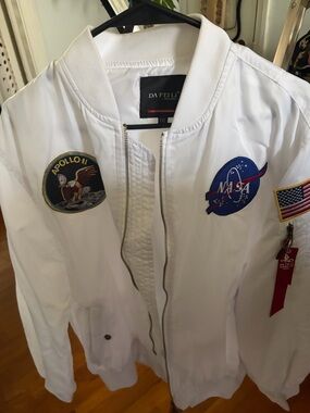 White NASA Patch Bomber Jacket